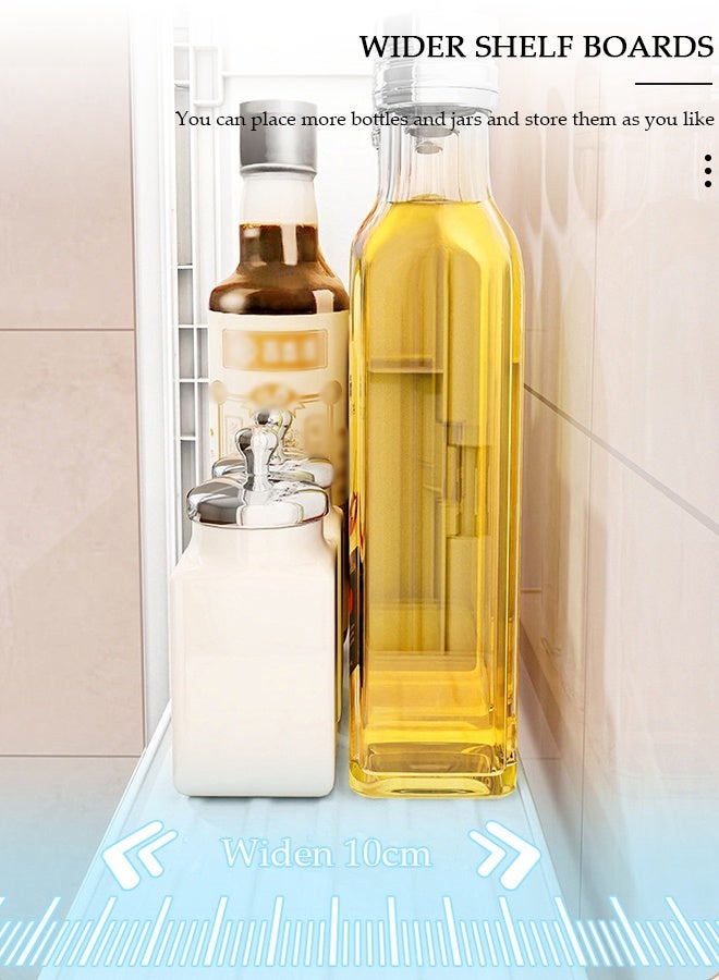 DUNISO Bathroom Shelf Wall Mounted,Bathroom Organizers and Storage, Over The Toilet Storage Rack, Kitchen Cabinet Cosmetics Makeup Organizer with Door and Hooks,Utility Shelves for Bathroom Kitchen - Image 3